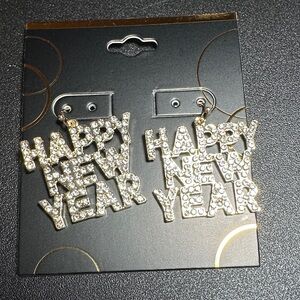 Kohl's Gold and Silver Happy New Year Earrings